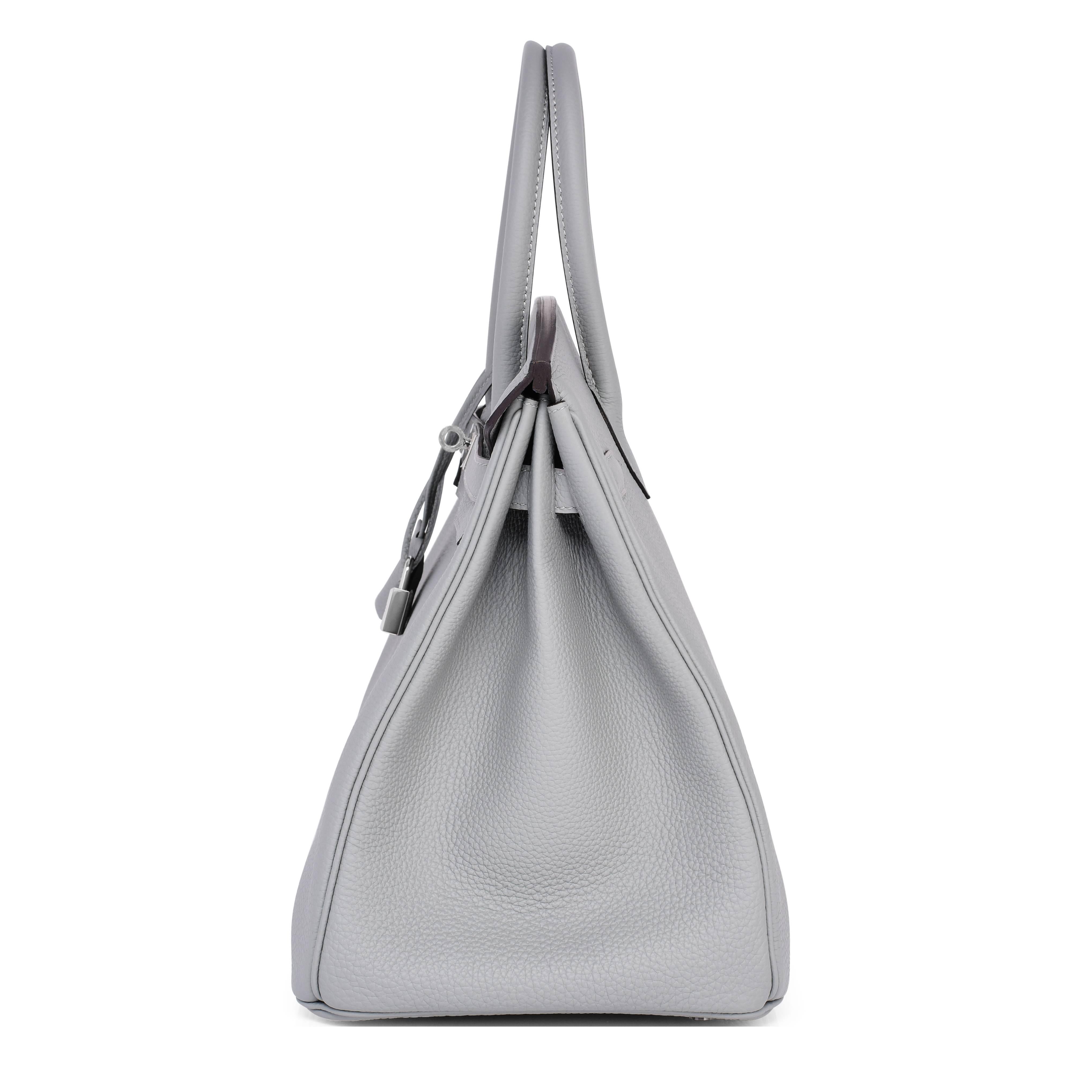 Hermes Gris Mouette Grey 35cm Togo Birkin Blue Agate Verso Limited Edition 1