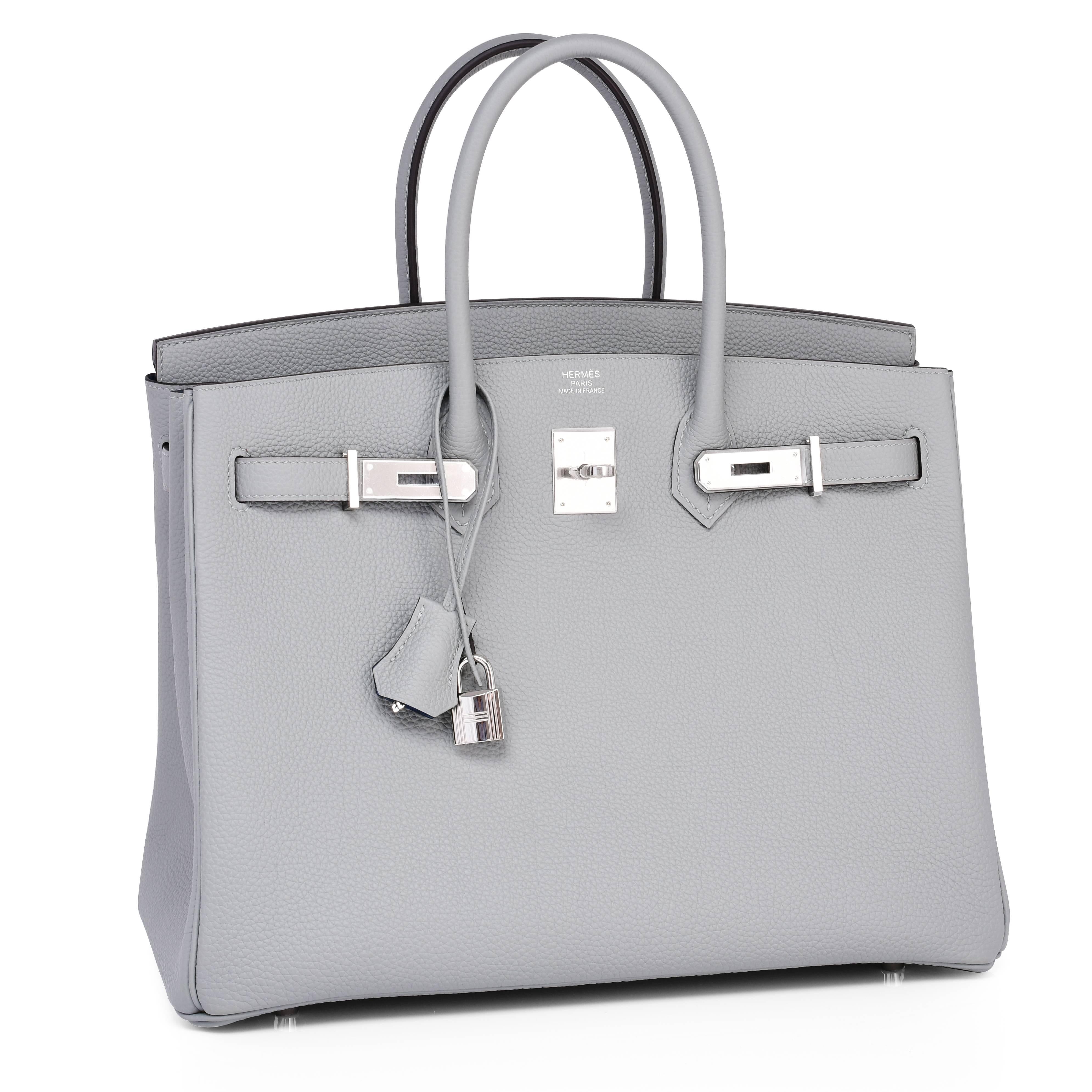 Gray Hermes Gris Mouette Grey 35cm Togo Birkin Blue Agate Verso Limited Edition 