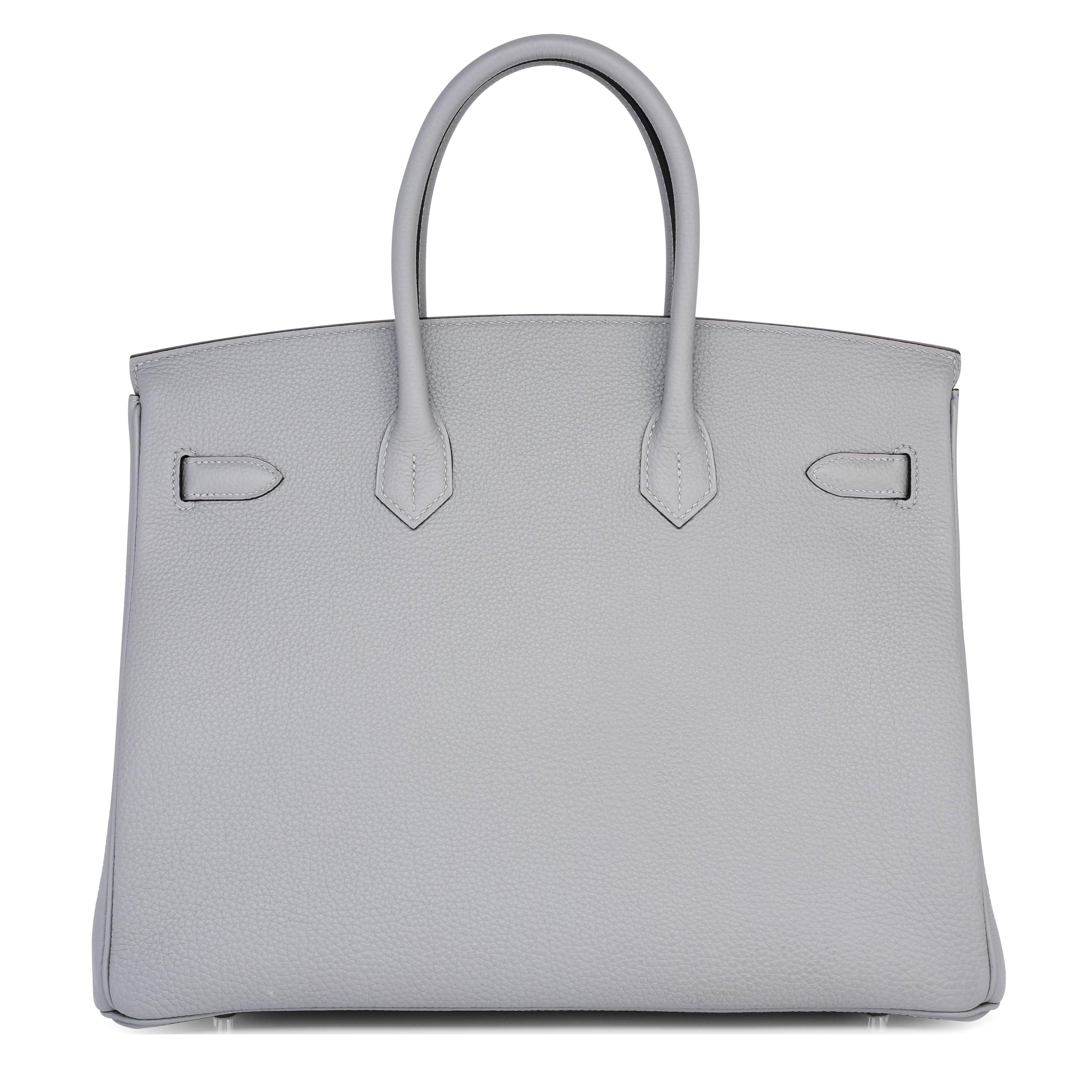 Hermes Gris Mouette Grey 35cm Togo Birkin Blue Agate Verso Limited Edition  In New Condition In New York, NY