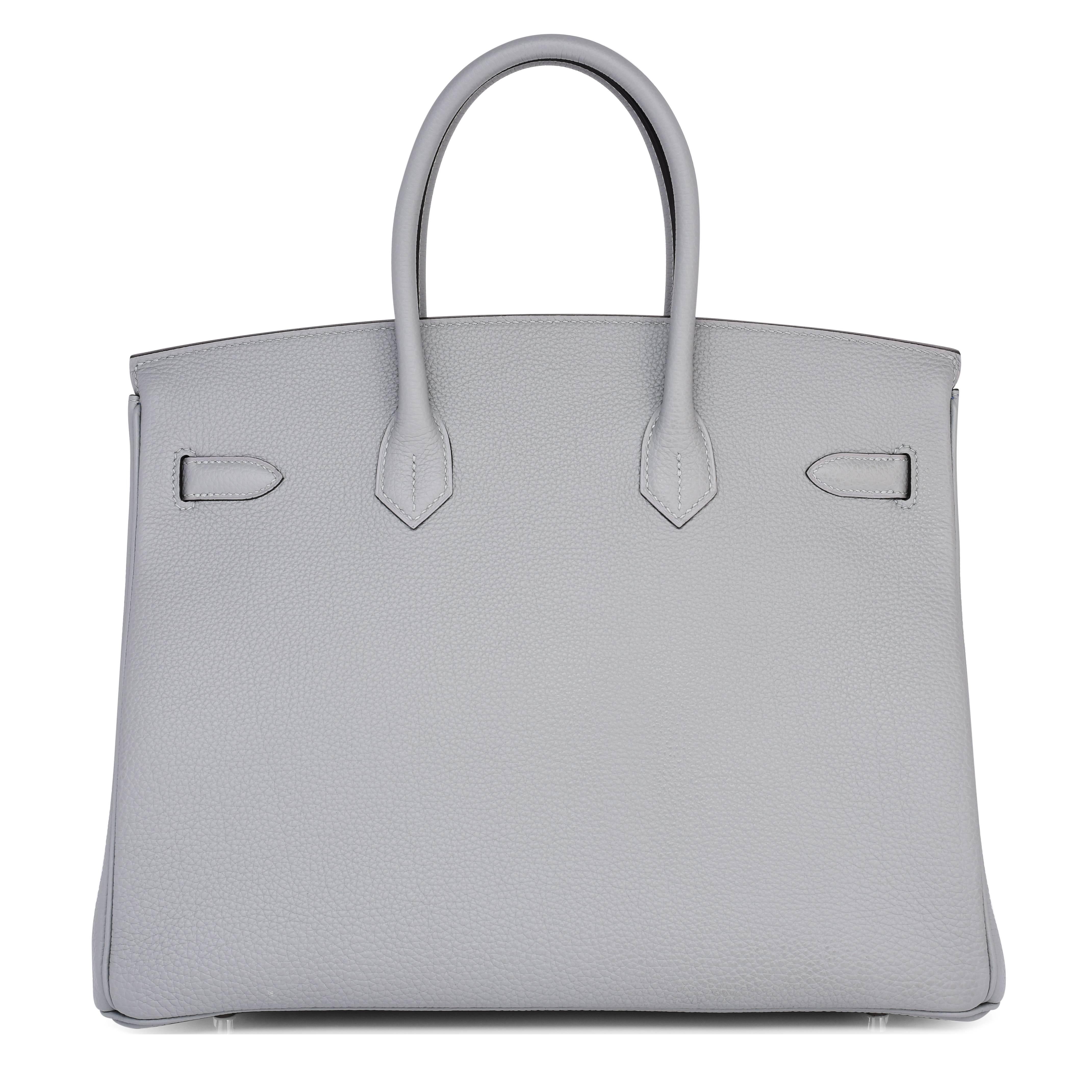 Hermes Gris Mouette Grey 35cm Togo Birkin Blue Agate Verso Limited Edition In New Condition In New York, NY