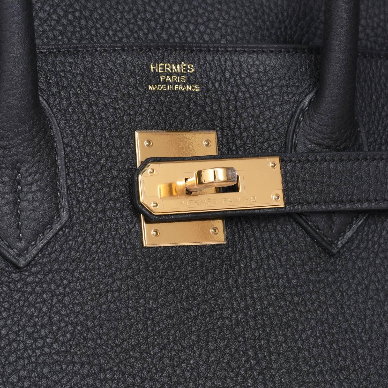 Hermes Black 30cm Birkin Togo Gold Hardware Bag Classic Chic 3