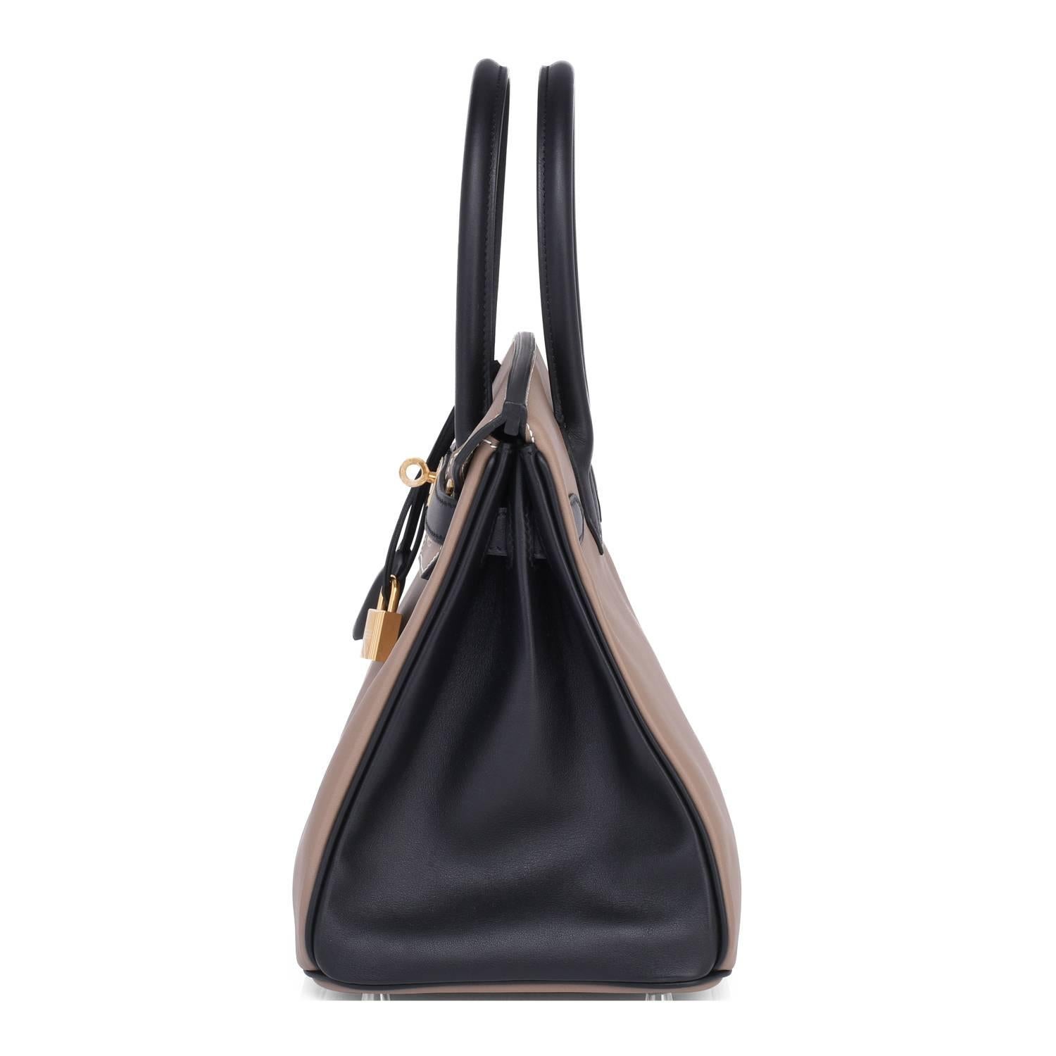 Brown Hermes HSS Etoupe Black 30cm Swift Birkin Horseshoe Stamp Exclusive