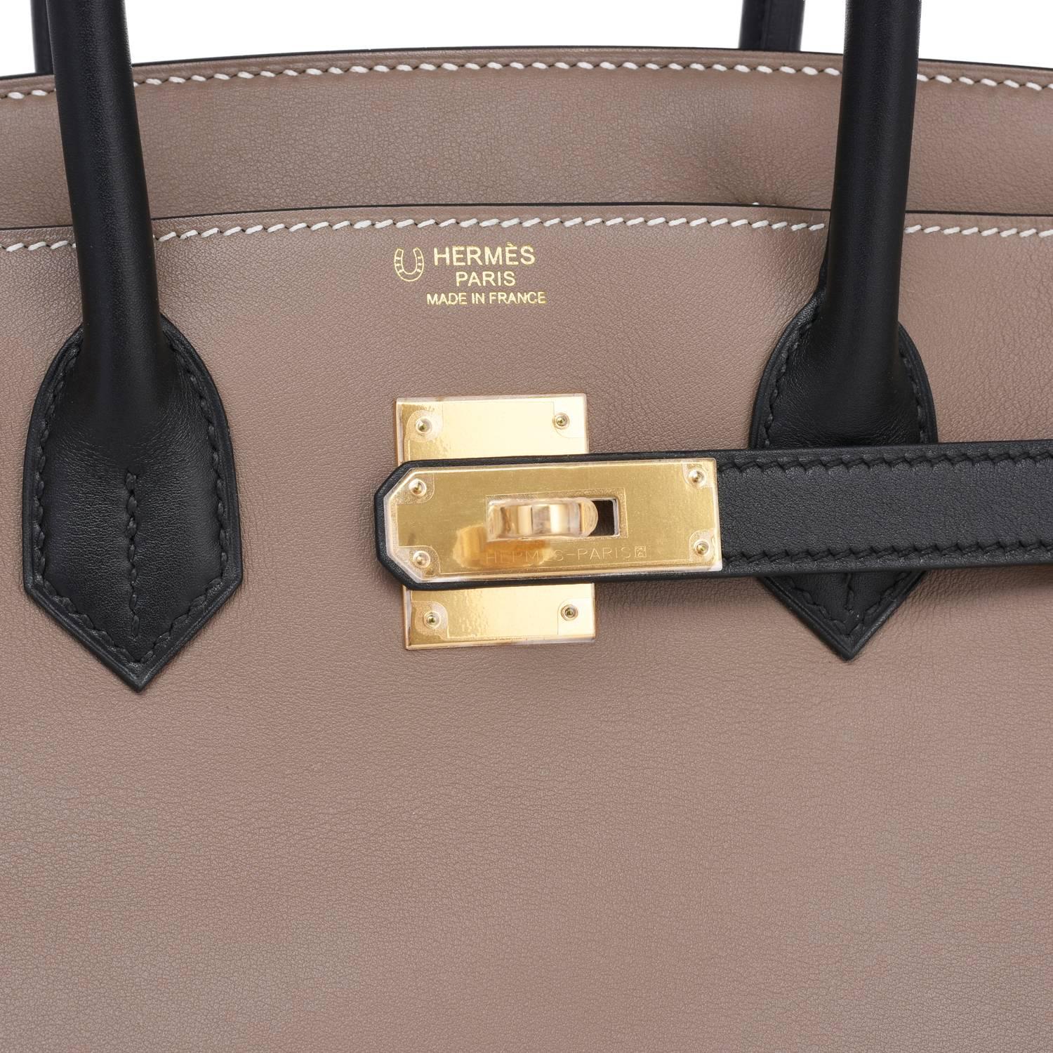 Hermes HSS Etoupe Black 30cm Swift Birkin Horseshoe Stamp Exclusive 2