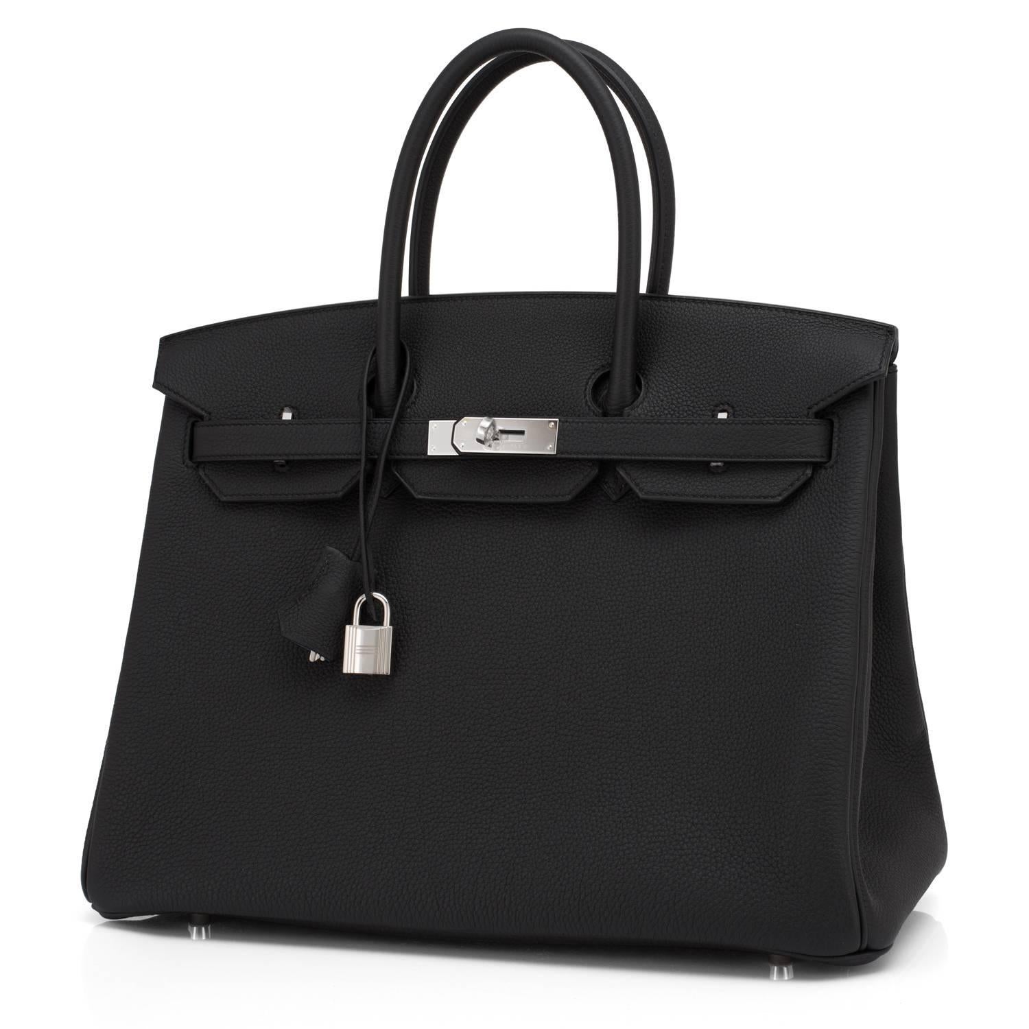 Hermes Black Blue Agate Verso 35cm Togo Birkin Limited Edition 
Brand New in Box.  Store fresh. Pristine condition (with plastic on hardware). 
Perfect gift! Comes with keys, lock, clochette, a sleeper for the bag, rain protector, and orange Hermes