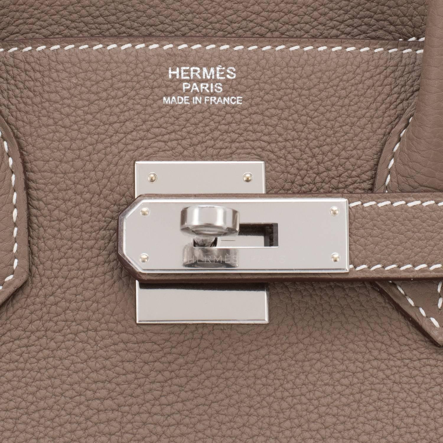 Hermes Etoupe 30cm Togo Birkin Taupe Bag Palladium Hardware Sporty Chic 4