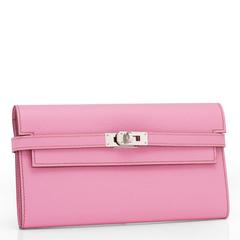 Hermès Bubblegum 5P Rose Epsom Kelly Wallet Clutch Darling