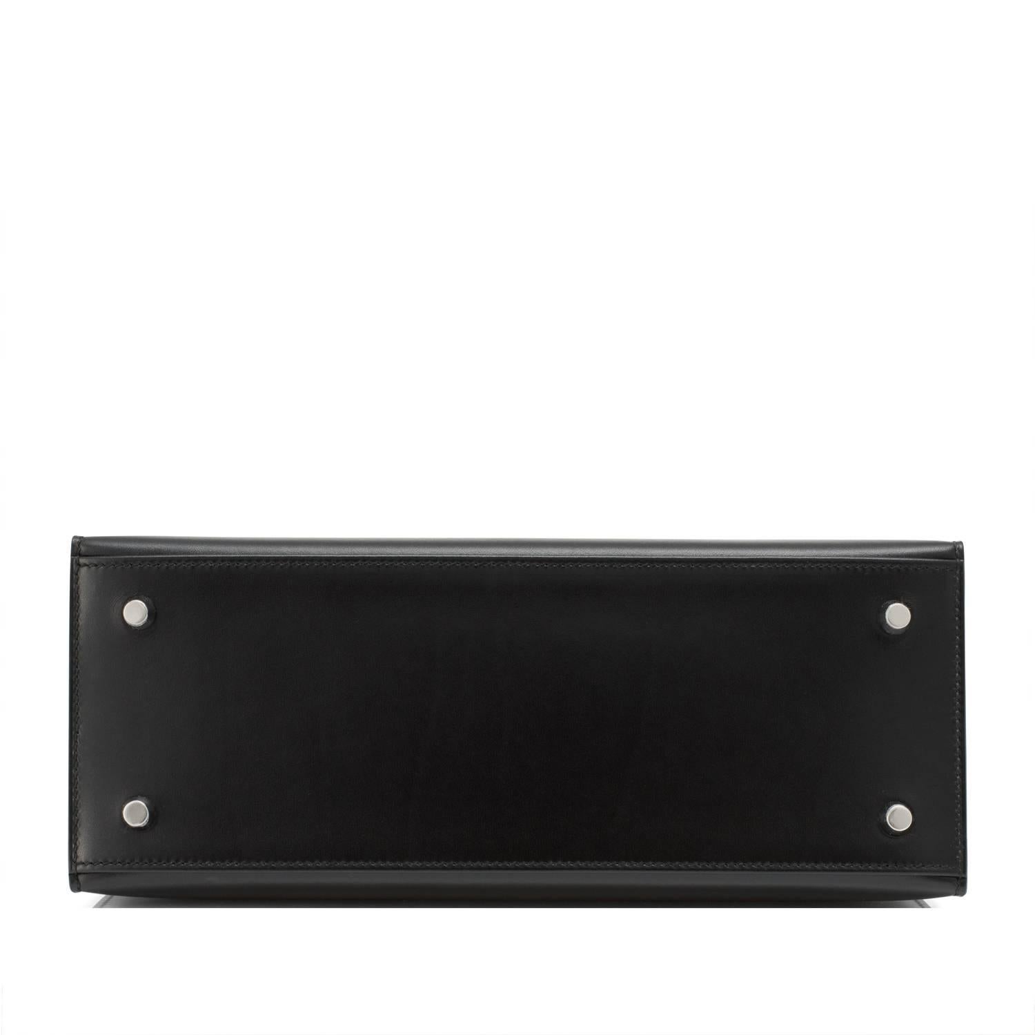 Hermes X Stempel Einhorn Black Box 28cm Sellier Palladium Hardware Kelly Bag 2