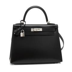 Hermes X Stamp Unicorn Black Box 28cm Sellier Palladium Hardware Kelly Bag