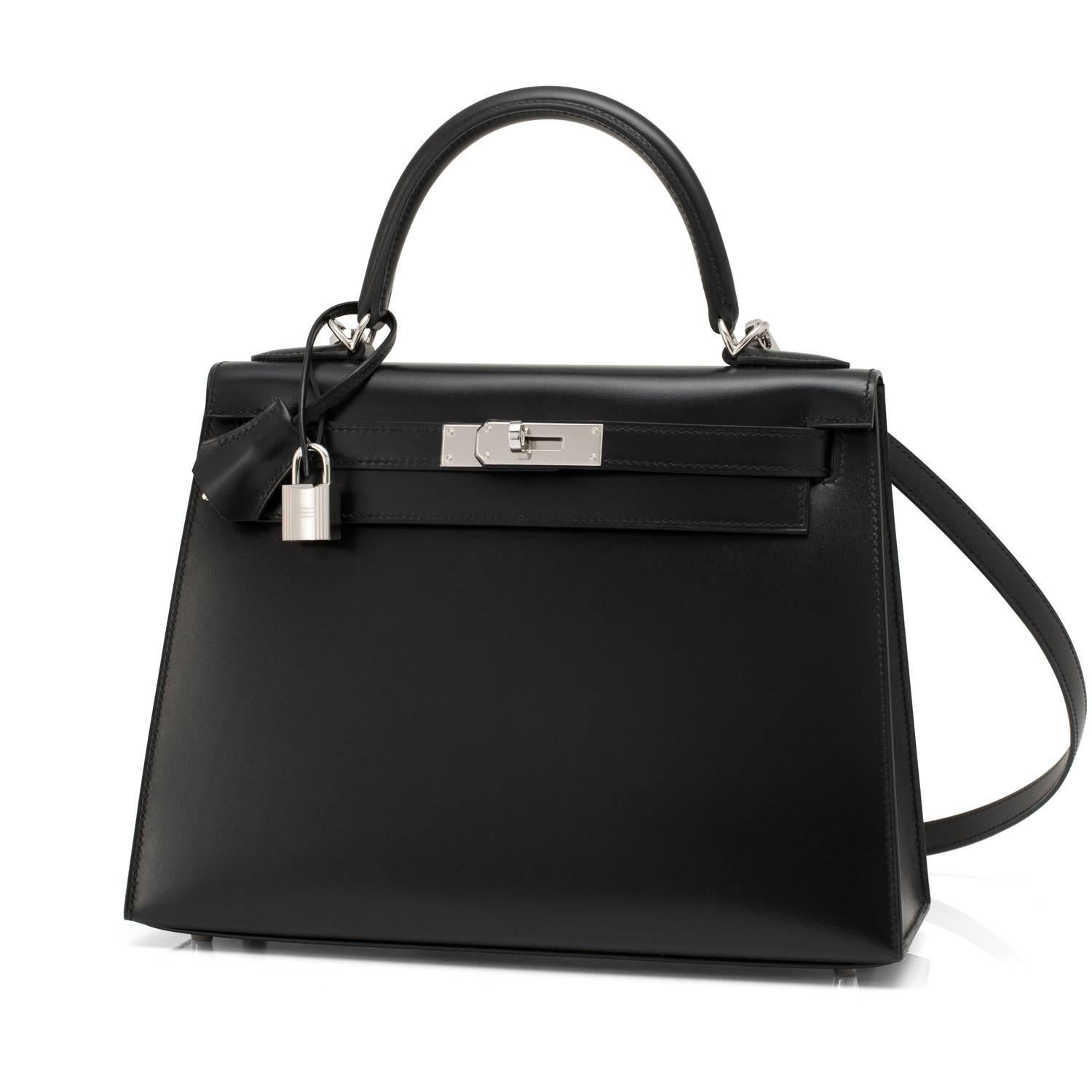 Hermes X Stempel Einhorn Black Box 28cm Sellier Palladium Hardware Kelly Bag im Zustand „Neu“ in New York, NY
