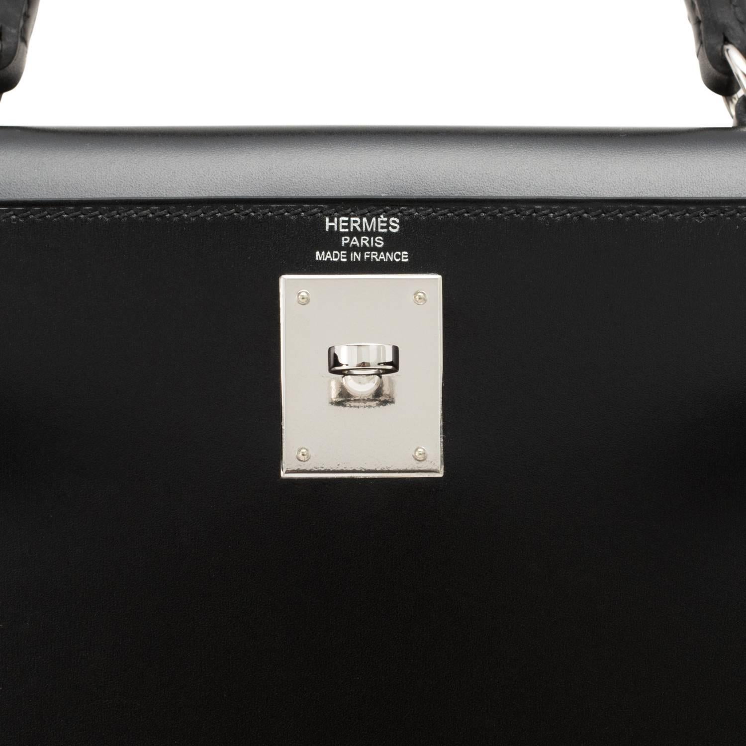 Hermes X Stamp Unicorn Black Box 28cm Sellier Palladium Hardware Kelly Bag 2