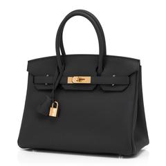 Hermes Plomb Matte Black Lead Grey Togo 30cm Birkin Bag Gold Hardware