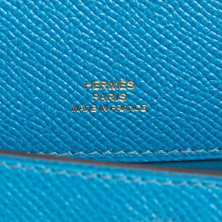 Hermes Blue Izmir Kelly Pochette Clutch Bag Cut Epsom Gold Hardware ...