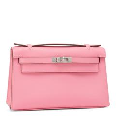 Hermes Rose Confetti Epsom Pink Pochette Cut Clutch Kelly Bag
