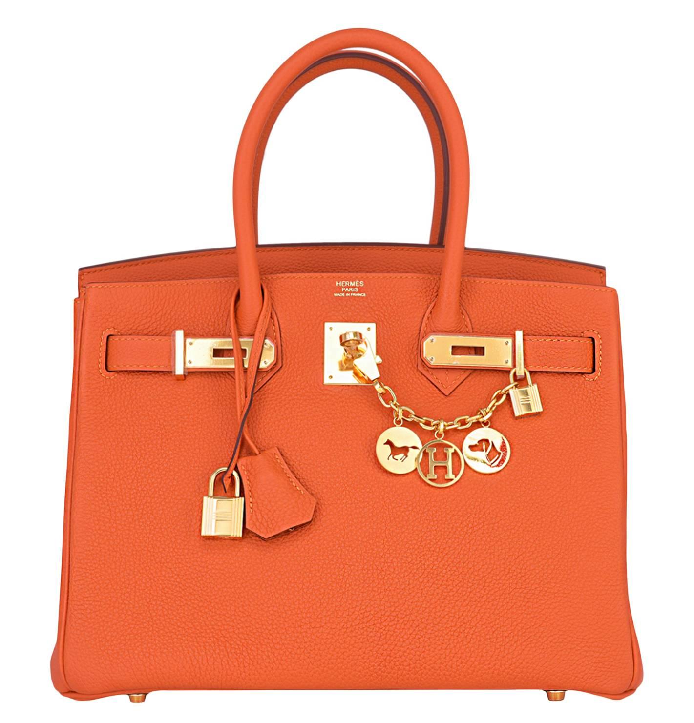 Hermes Feu Orange 30cm Togo Birkin Bag Gold Hardware Spring!