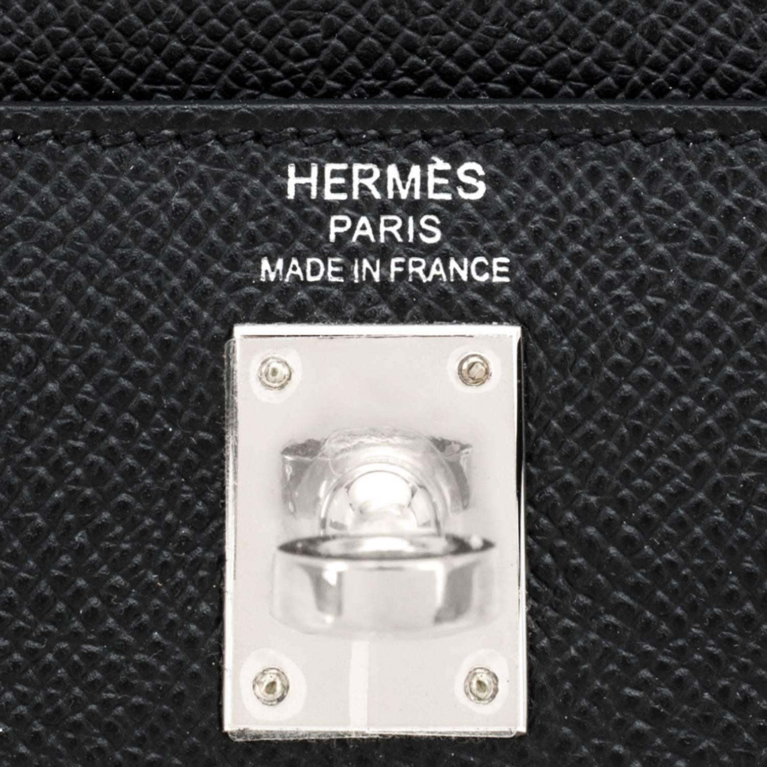 Hermes Jet Black 25cm Epsom Sellier Palladium Jewel Kelly Bag 1