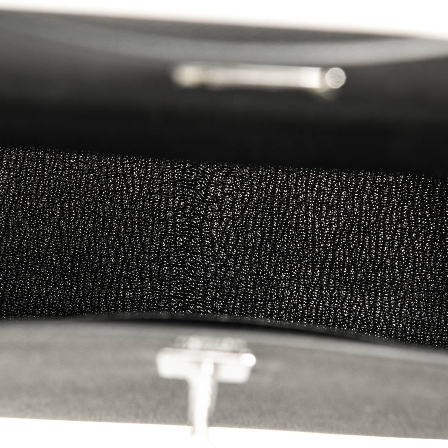Hermes Jet Black 25cm Epsom Sellier Palladium Jewel Kelly Bag In New Condition In New York, NY