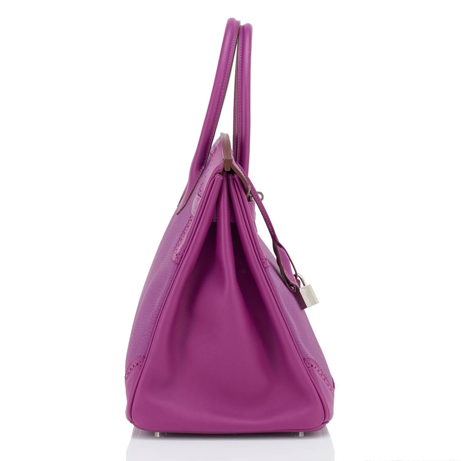 Purple Hermes Anemone Ghillies Togo Swift Birkin Bag 35cm Palladium Hardware Limited