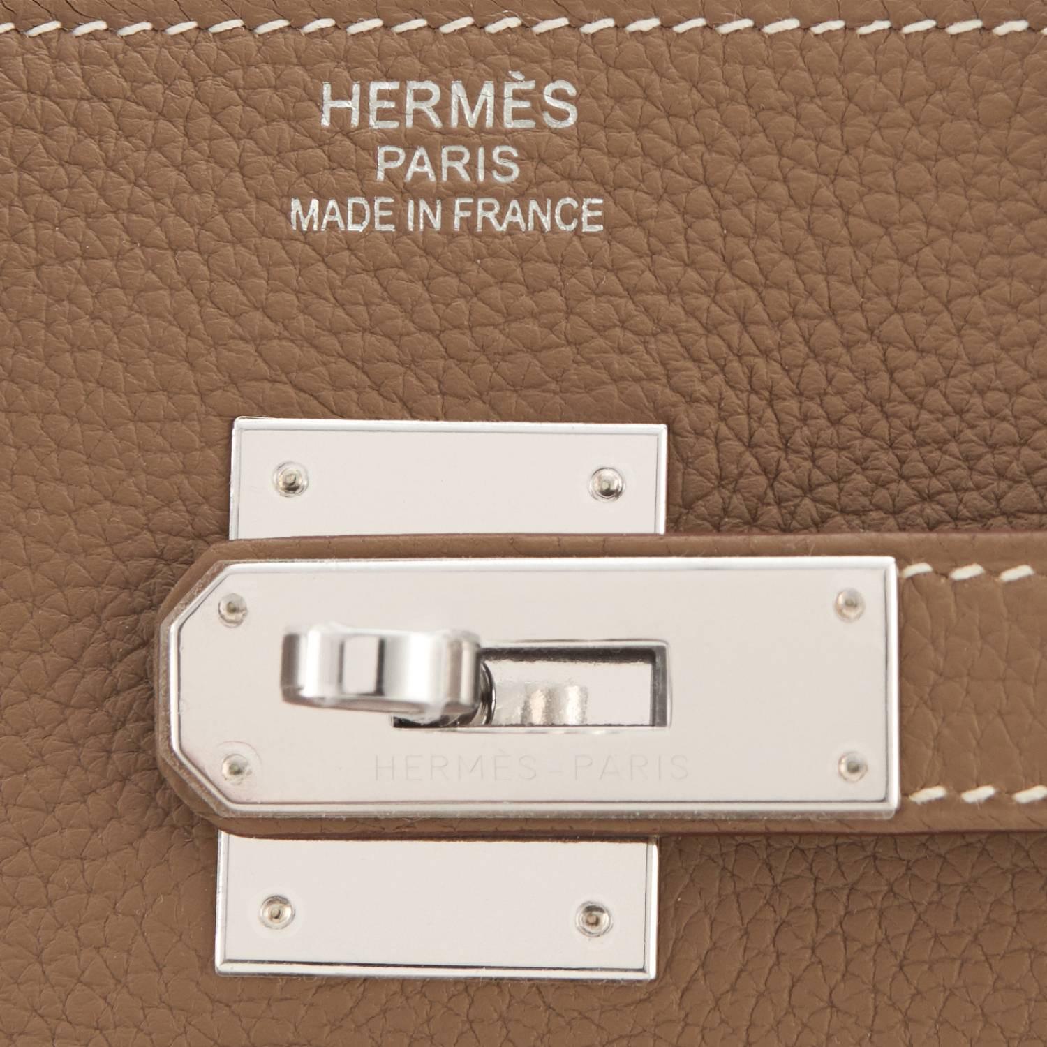 Hermes Etoupe 40cm Togo Birkin Bag Palladium Hardware Sporty Chic 5