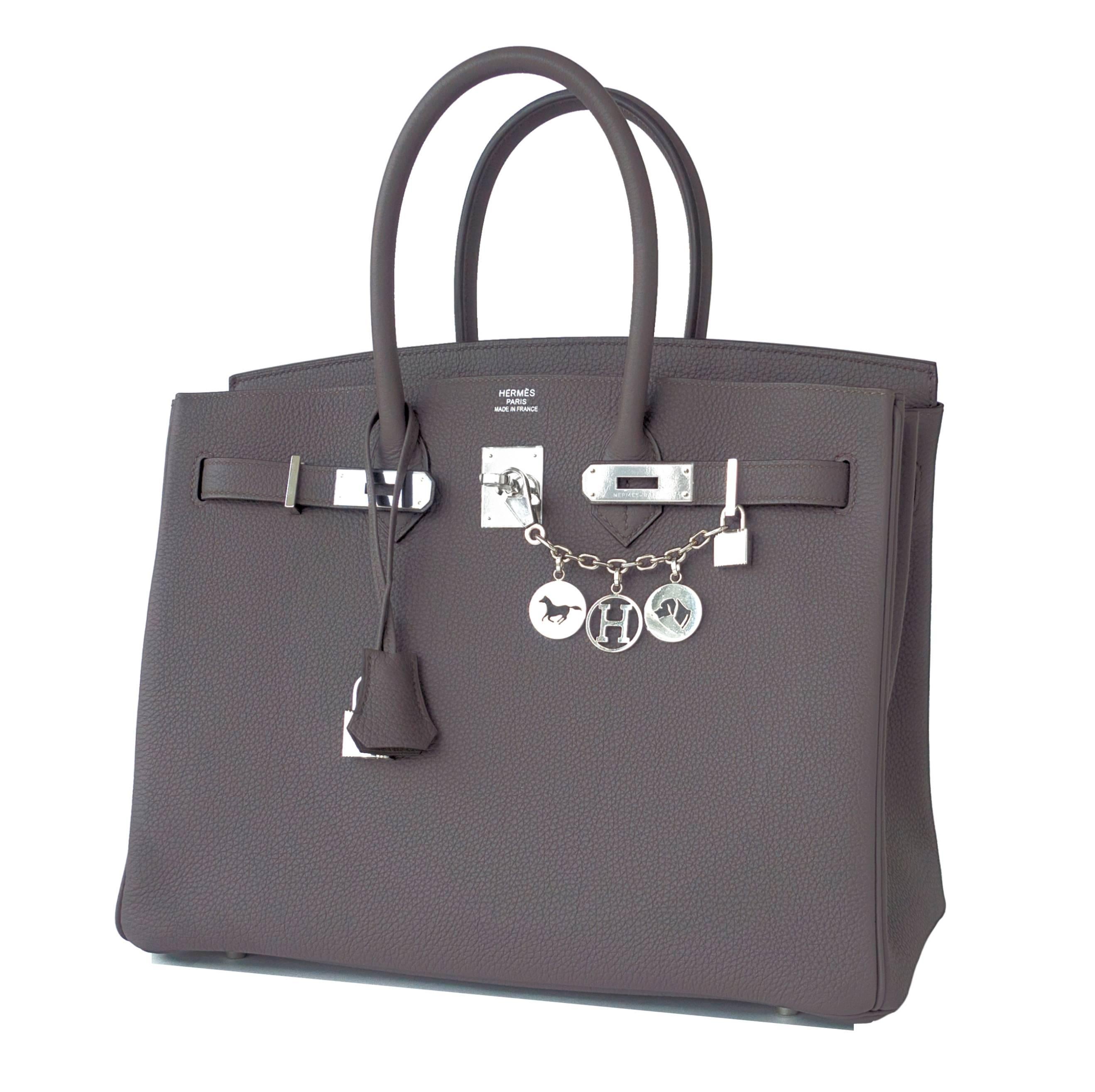 Women's or Men's Hermes Etain 35cm Togo Birkin Bag 