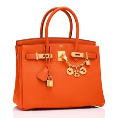 Hermes Feu Orange 30cm Birkin Togo Gold Hardware Spring!