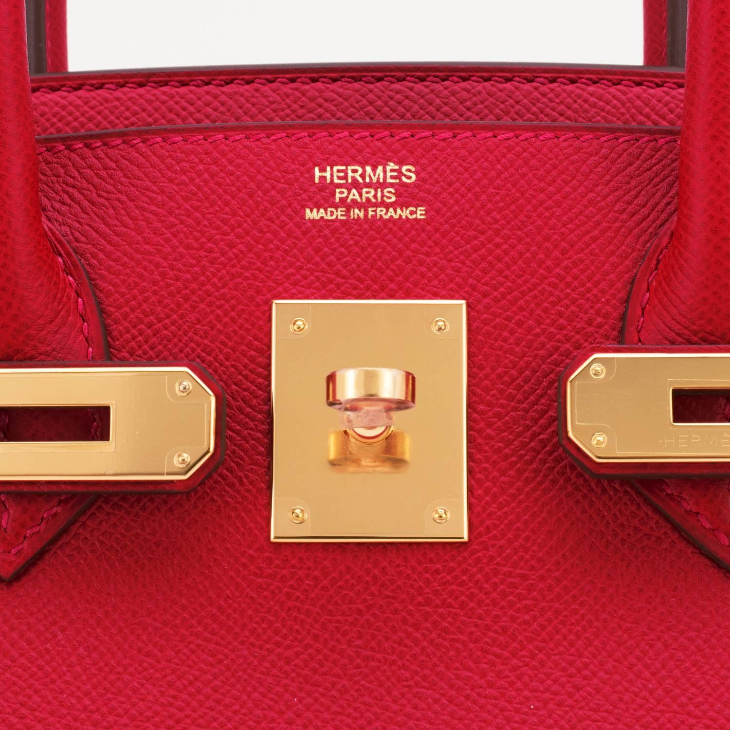 Hermes Rouge Casaque 30cm Birkin Red Epsom Gold Hardware Gorgeous  6