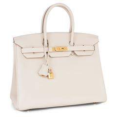 Hermes Craie 35cm Togo Birkin Off White Chalk Gold Hardware Fabulous