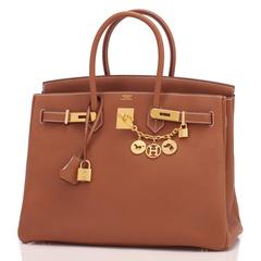 Hermes Gold Togo 35cm Birkin Camel Tan Gold Hardware Summer!