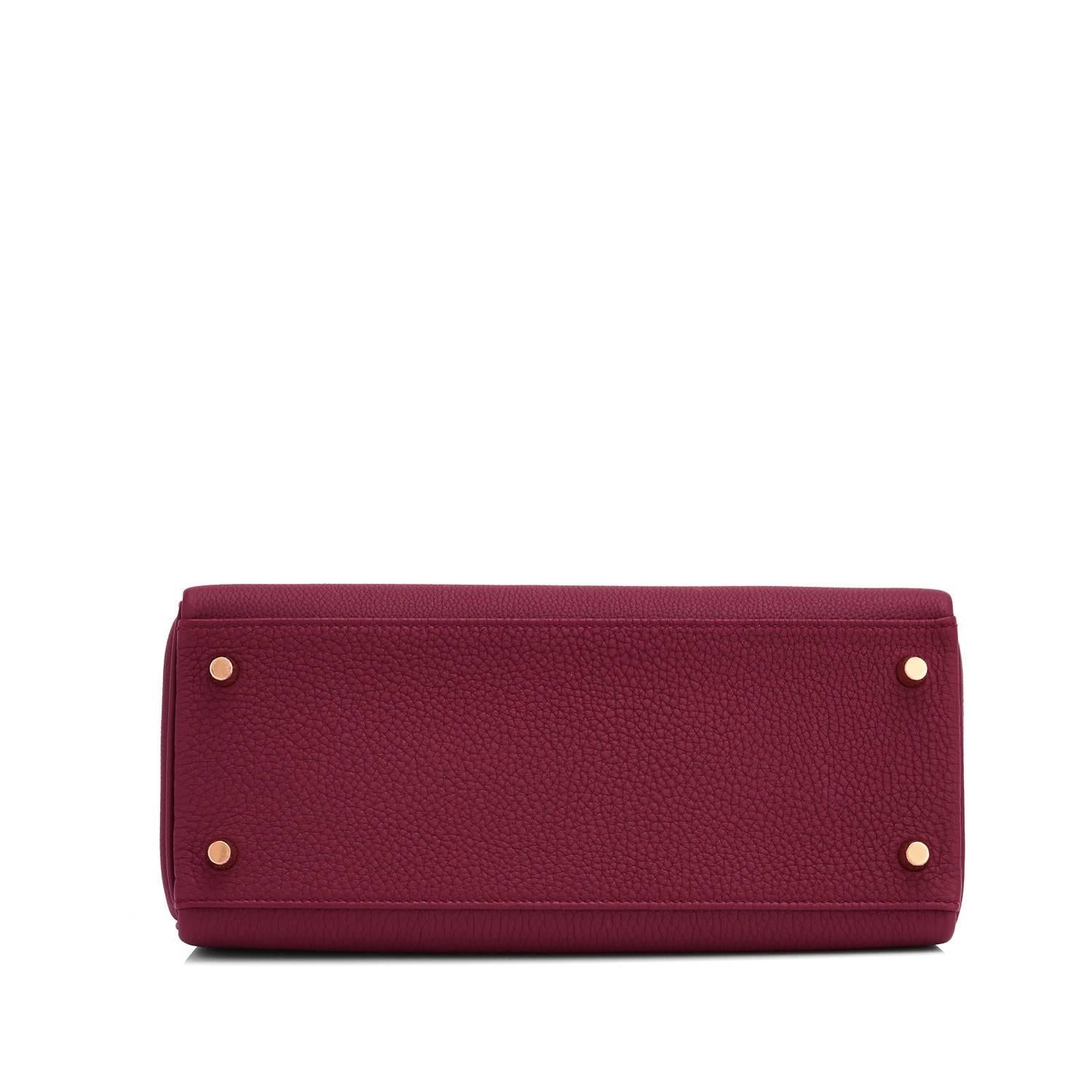 Hermes Bordeaux 28cm Kelly Togo Gold Hardware Rot Exquisit 2