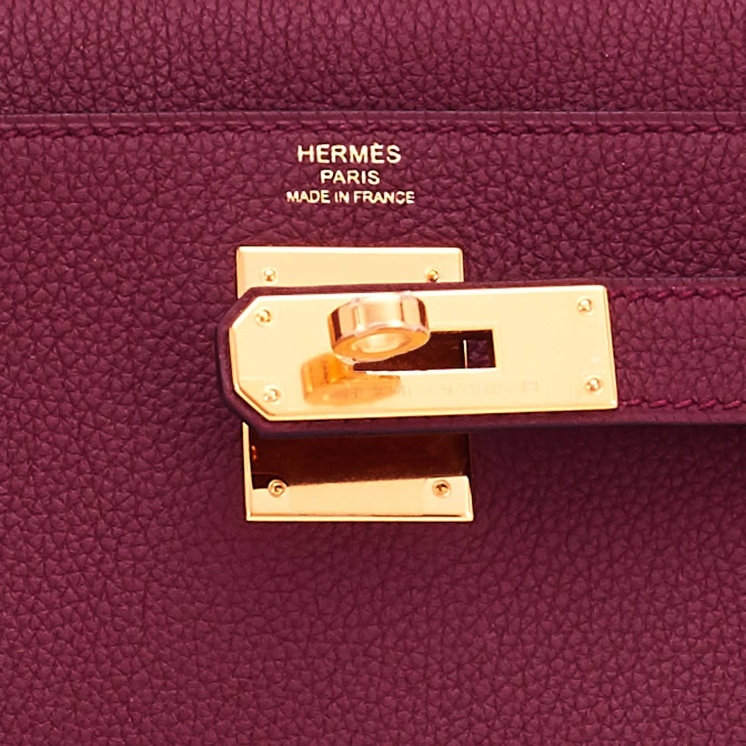 Hermes Bordeaux 28cm Kelly Togo Gold Hardware Red Exquisite  2