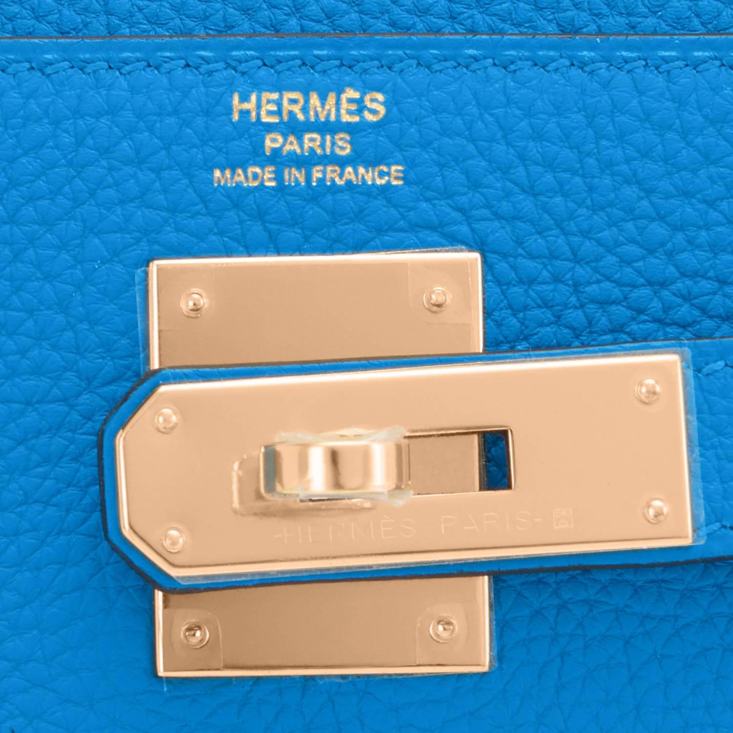 Hermes Blue Zanzibar 28cm Kelly Togo Gold Hardware Summer! 2