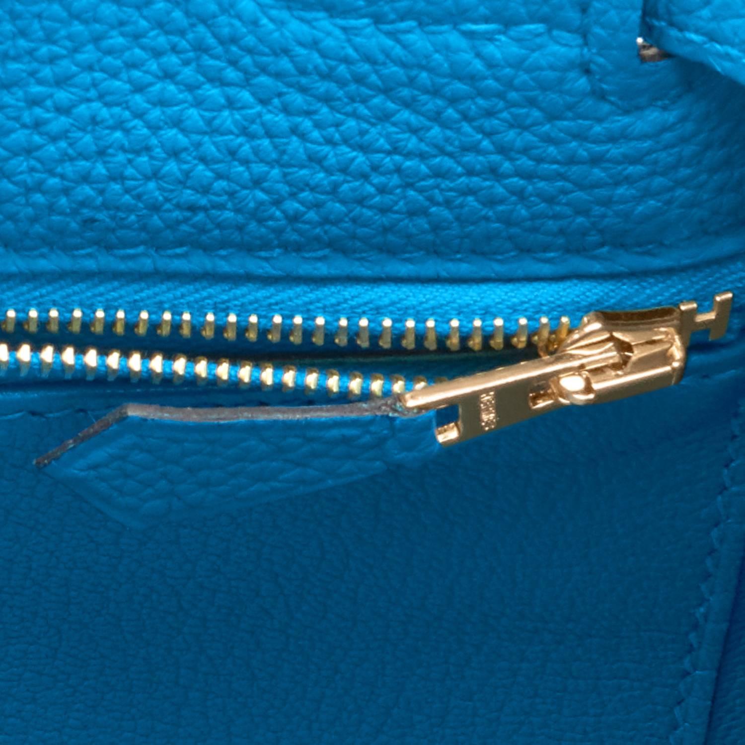 Hermes Blue Zanzibar 28cm Kelly Togo Gold Hardware Summer! 1