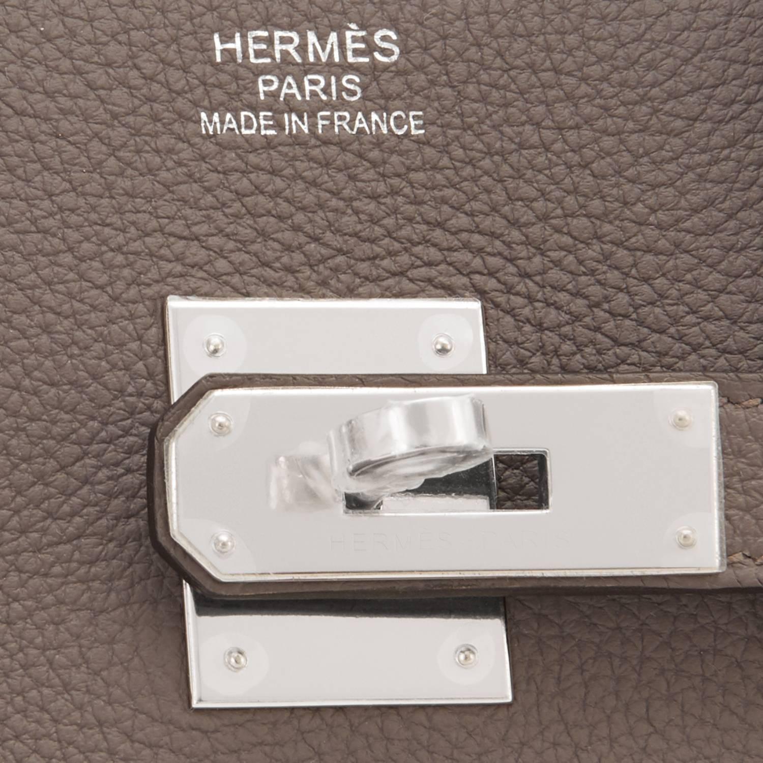 Hermes Etain Tin Grey Togo 35cm Birkin Palladium Hardware Chic 4