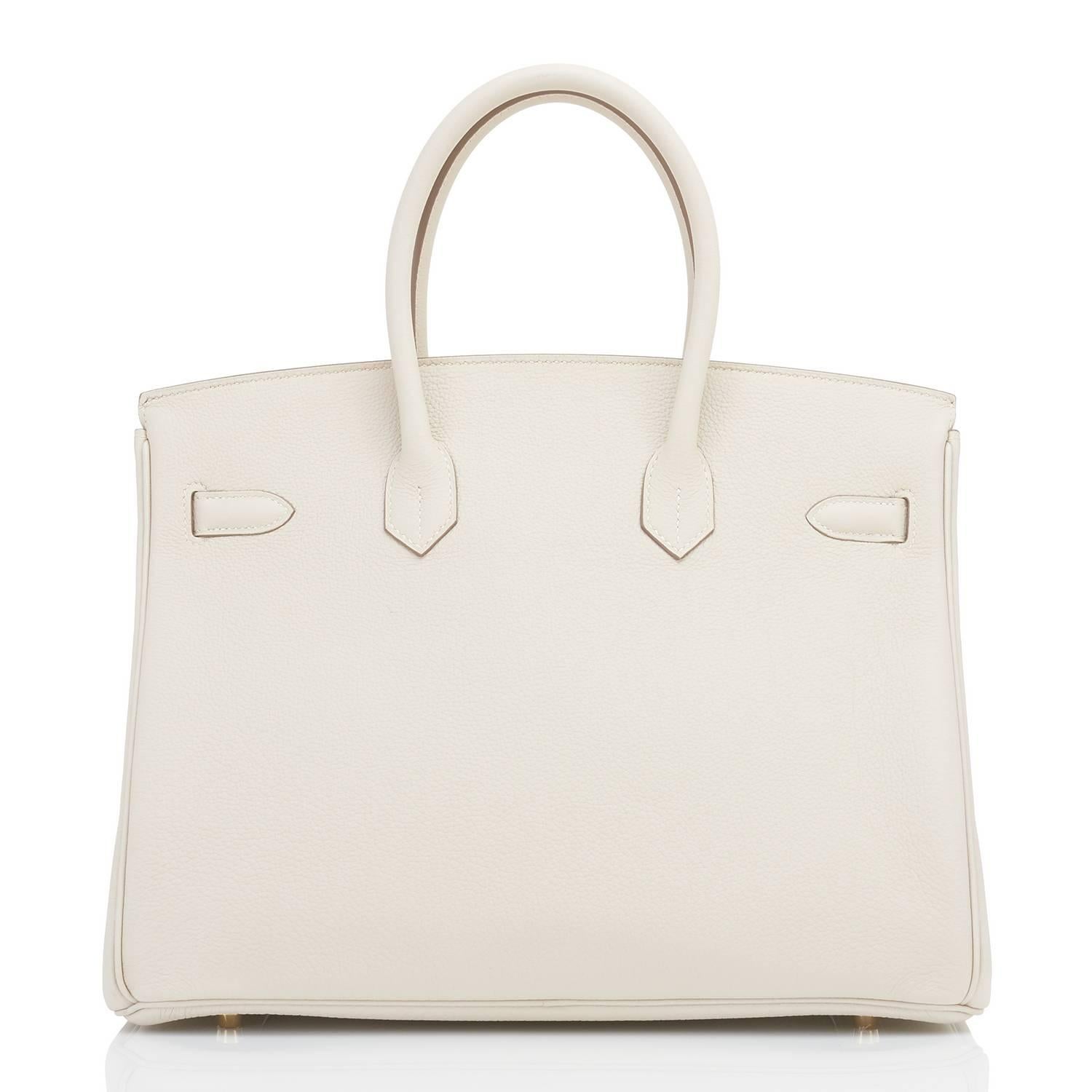 Women's or Men's Hermes Craie 35cm Togo Birkin Gold Hardware Chalk Off White HSS Horseshoe Stamp