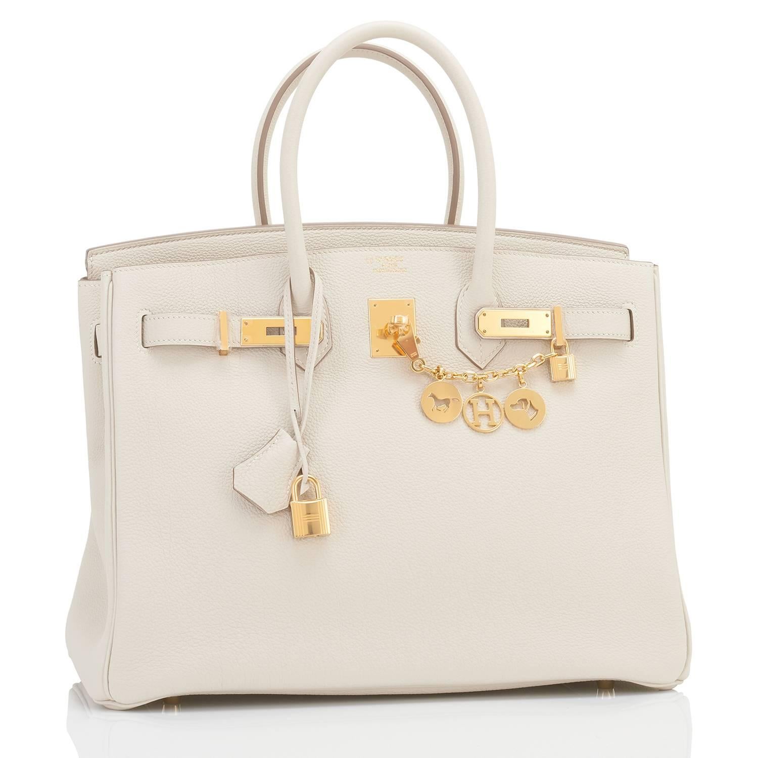 Hermes Craie 35cm Togo Birkin Gold Hardware Chalk Off White HSS Horseshoe Stamp 5