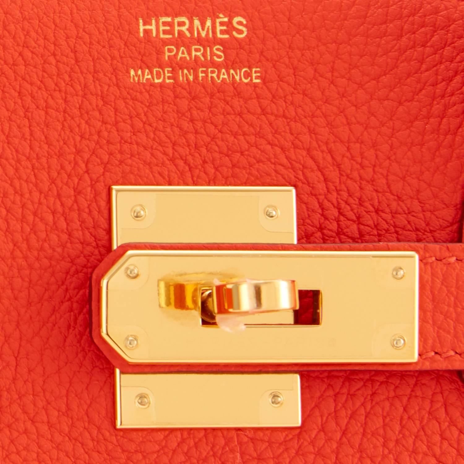 Hermes Capucine Orange Red 35cm Togo Birkin Gold Hardware  4