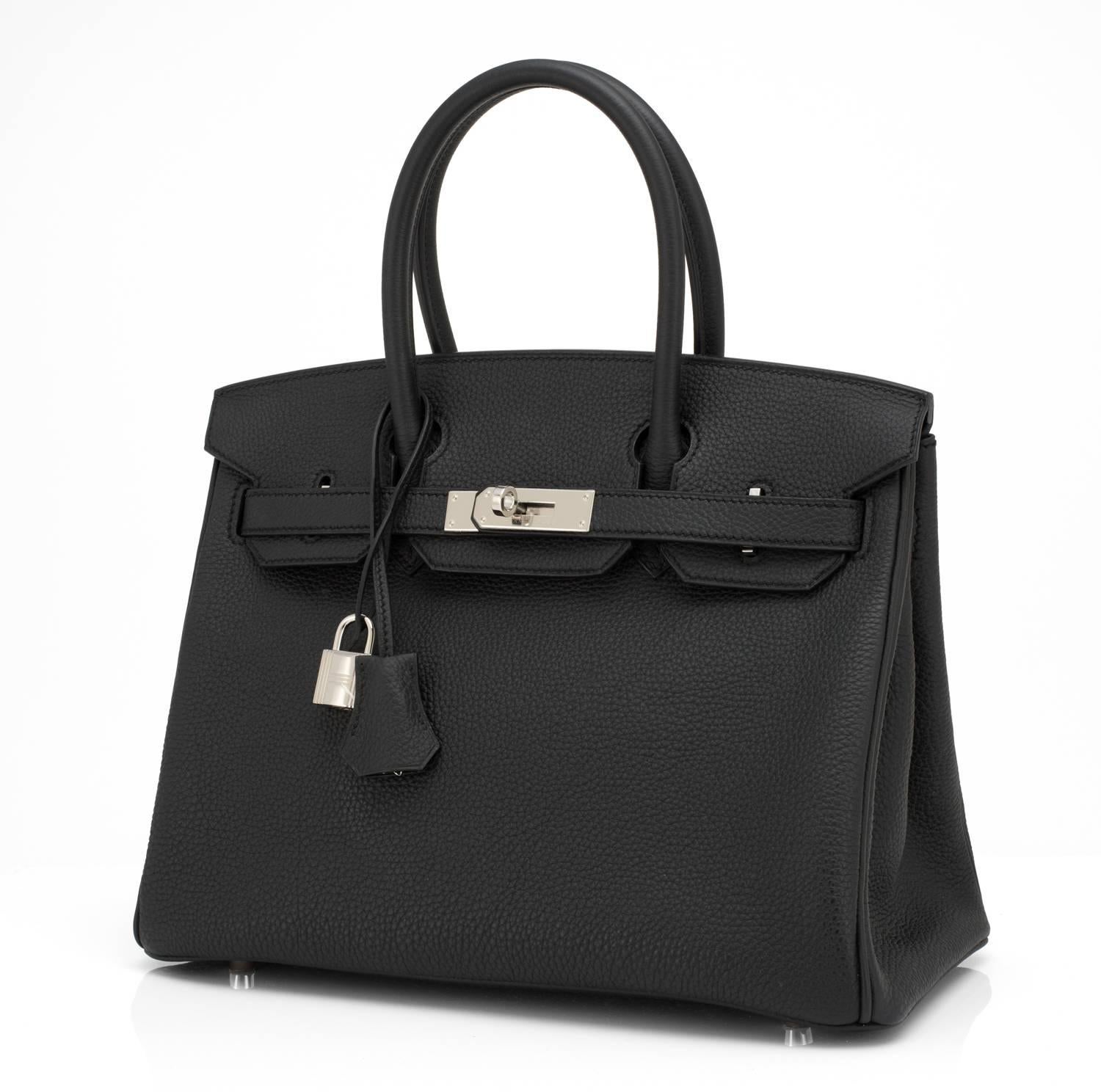 Women's or Men's Hermes Black 30cm Birkin Togo Palladium Hardware Bag  