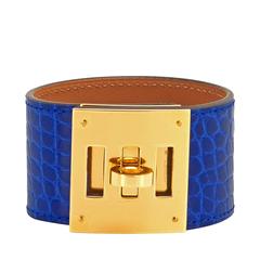 Hermes Blue Electric Shiny Alligator Kelly Dog Gold Hardware Summer