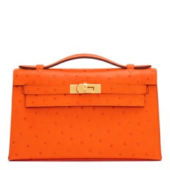 Kelly mini ostrich handbag Hermès Pink in Ostrich - 32155132