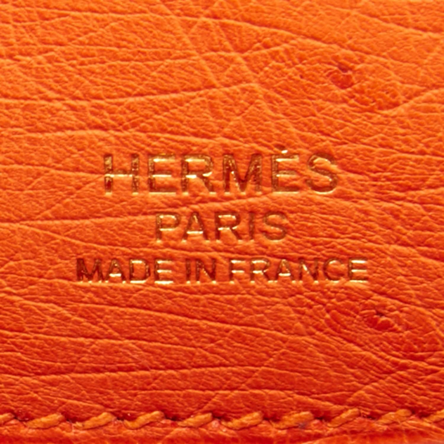 Women's Hermes Tangerine Ostrich Mini Orange Gold Hardware Kelly Pochette  