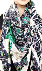 Hermes Sous L'Egide de Mars Cashmere Silk Shawl Scarf