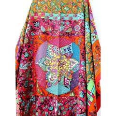 Hermes Pique Fleuri de Provence GM Scialle in cashmere Rouge Orange Turquoise
