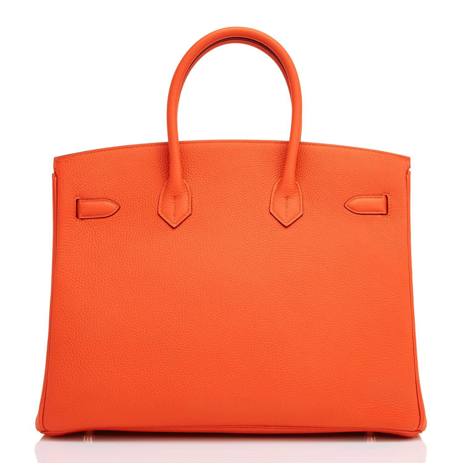 Women's or Men's Hermes Classic Orange 35cm Birkin Bag Gold Hardware 