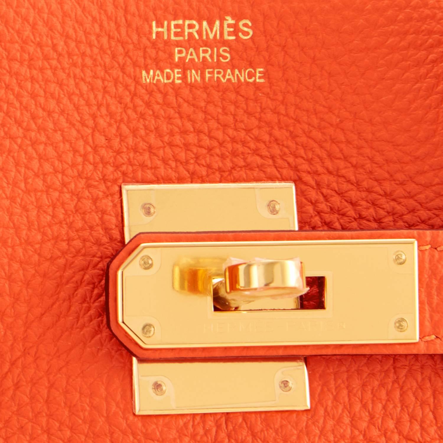 Hermes Classic Orange 35cm Birkin Bag Gold Hardware  5