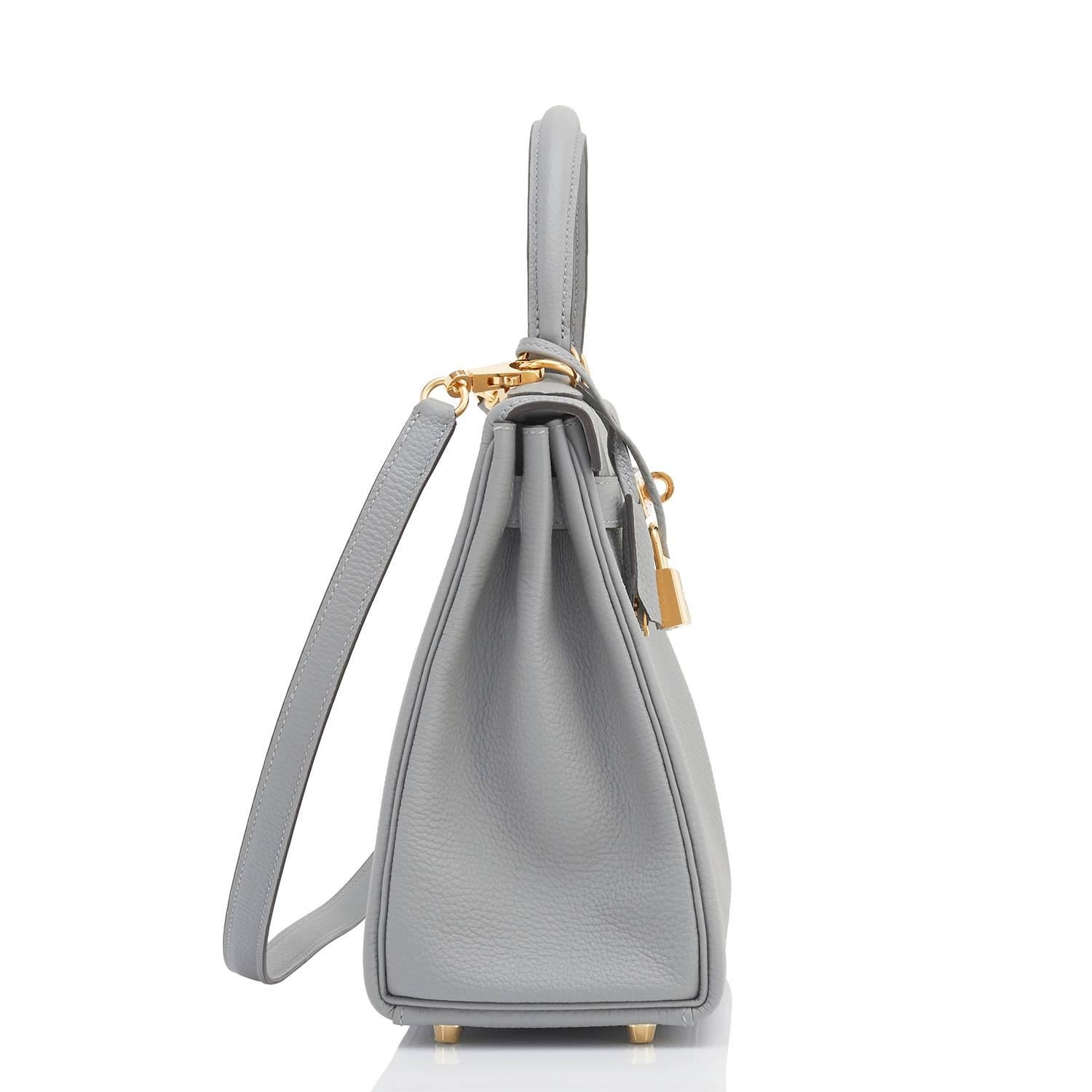 Gray Hermes Gris Mouette 28cm Kelly Bag Togo Grey Gold Hardware