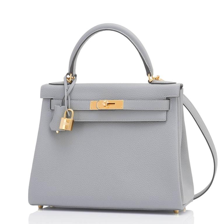 Hermes Gris Mouette 28cm Kelly Bag Togo Grey Gold Hardware