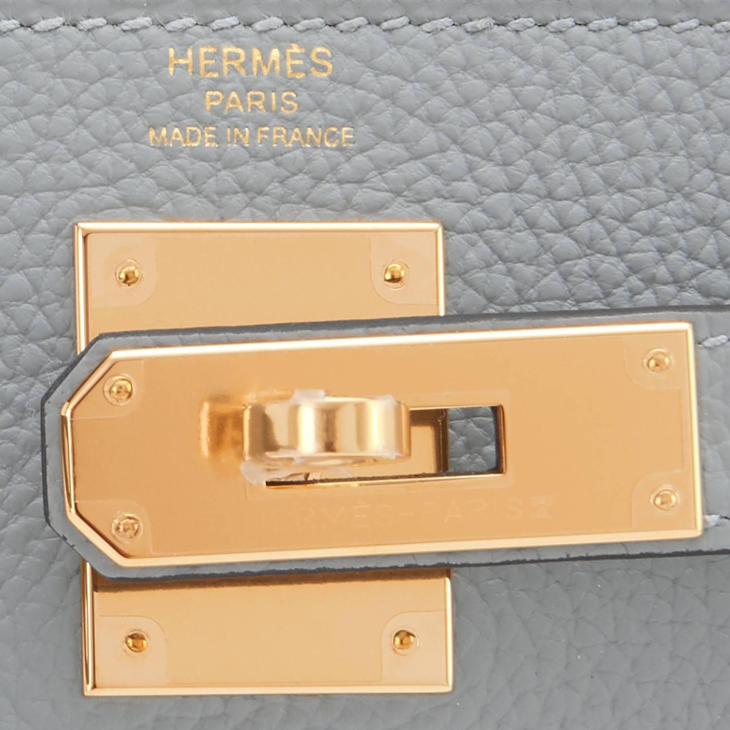 Hermes Gris Mouette 28cm Kelly Bag Togo Grey Gold Hardware 2