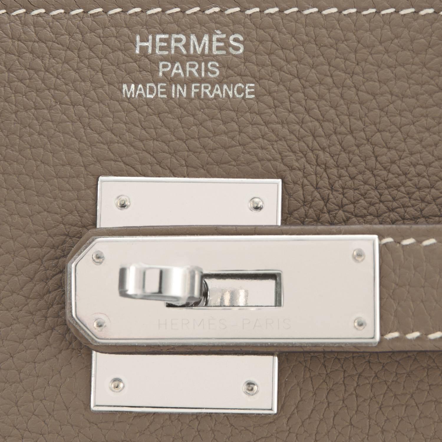 Hermes Etoupe 40cm Birkin Bag Togo Palladium Hardware Sporty Chic 3