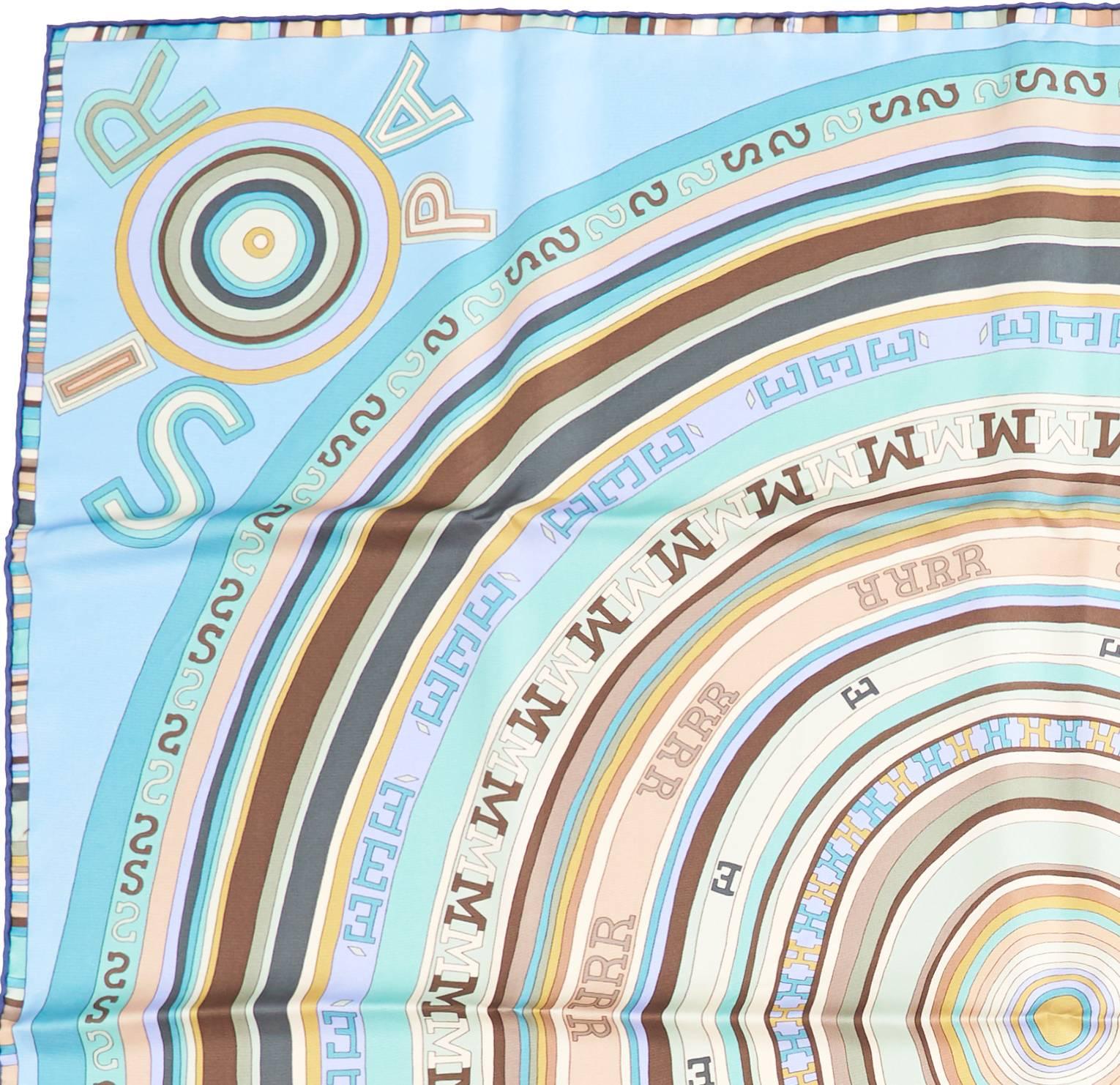 Hermes Tohu Bohu Blue Taupe Silk Scarf 90cm Carre GRAIL
Grail! Authentic Hermes TOHU BOHU Silk scarf
Perfect gift!  Comes with Hermes box and ribbon.
This grail scarf designed by Stuhlhofer-Maier features concentric circles used to symbolize the