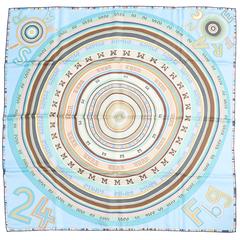 Hermes Tohu Bohu Blue Taupe Silk Scarf 90cm Carre 