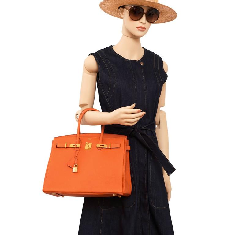 Hermes Classic Orange 35cm Birkin Bag Gold Hardware Rare at 1stDibs